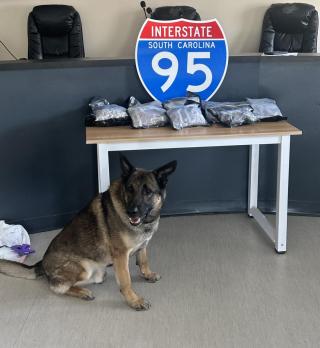 Jasper County K9 with seized narcotics